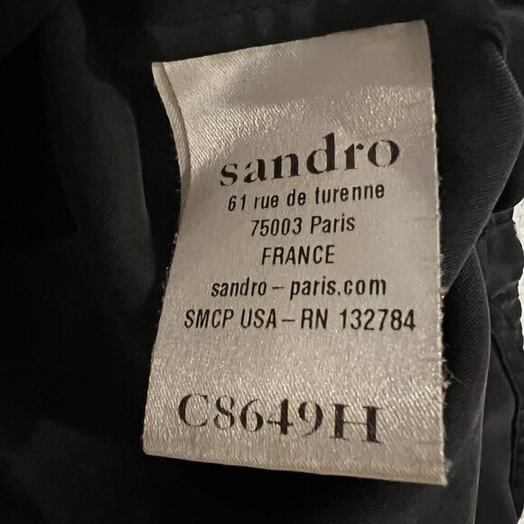 Sandro Paris silk Luxury Pajama Style Shirt Top Button‎ Up Black Medium (READ) - Picture 7 of 9